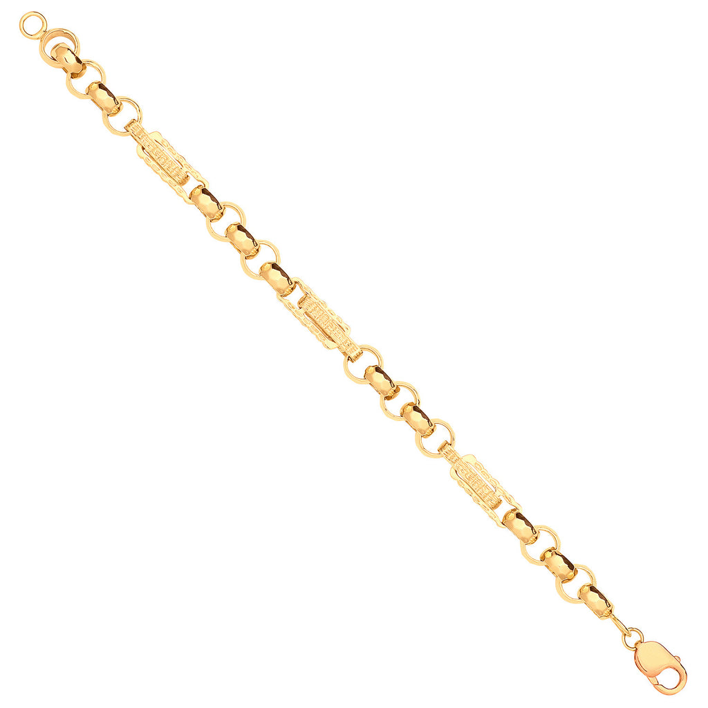 9ct Yellow Gold Gypsy Link Belcher Gents Bracelet