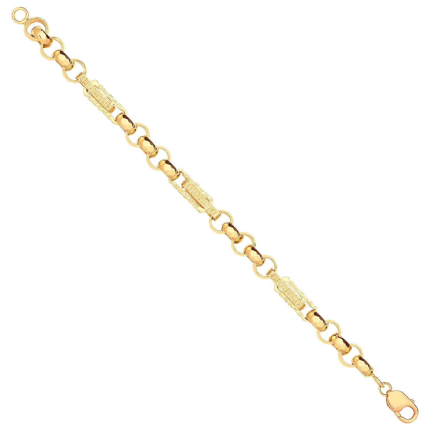 9ct Yellow Gold Gypsy Link Belcher Gents Bracelet
