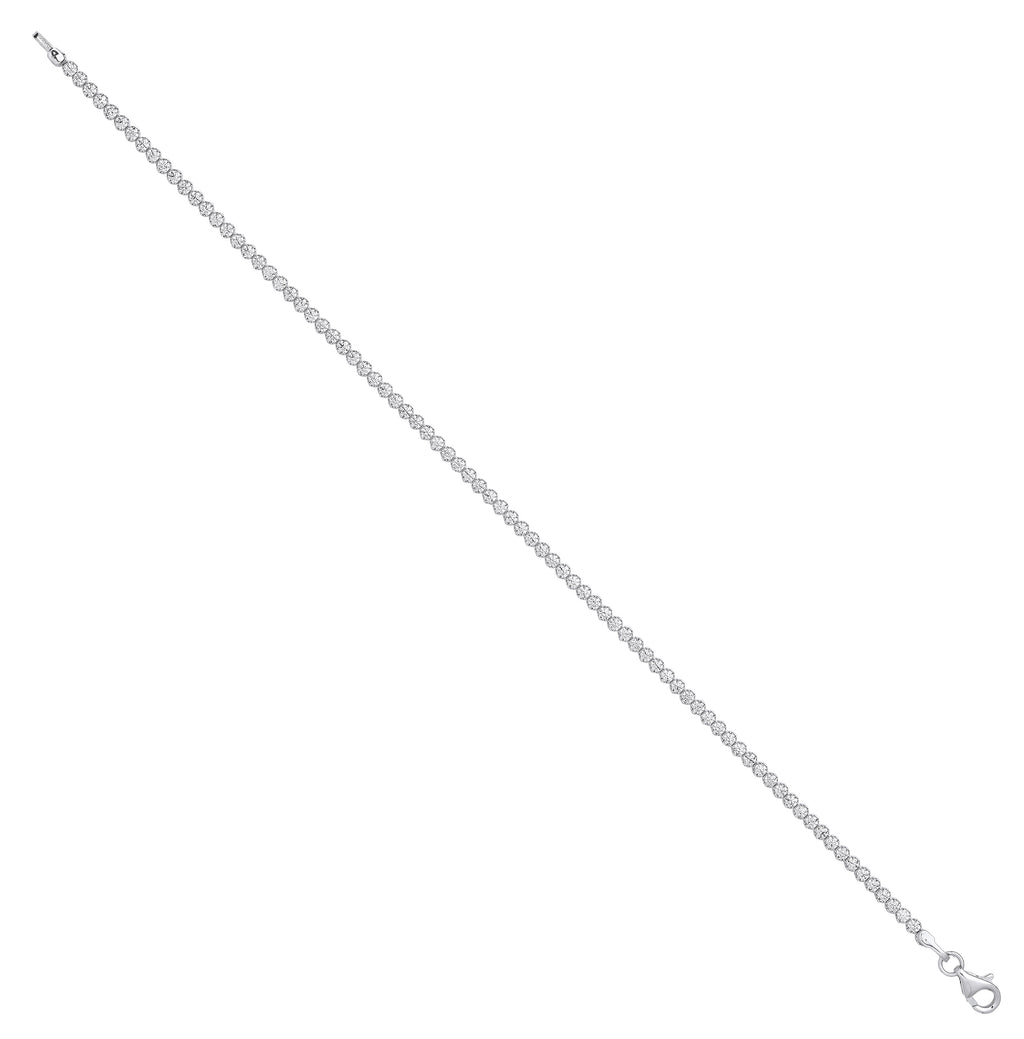 9ct White Gold 2.1mm Round Cubic Zirconia Ladies Tennis Bracelet
