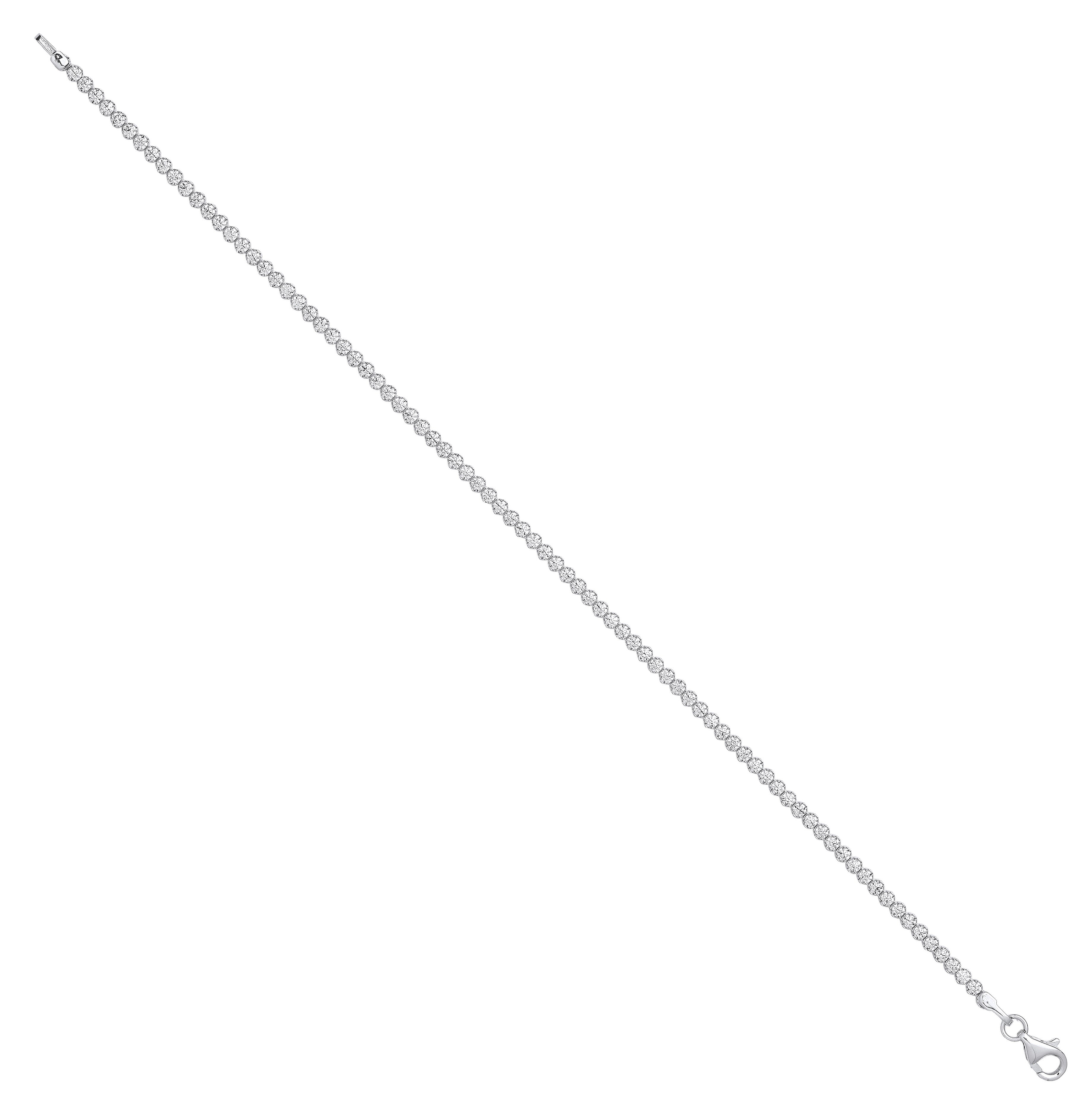 9ct White Gold 2.1mm Round Cubic Zirconia Ladies Tennis Bracelet