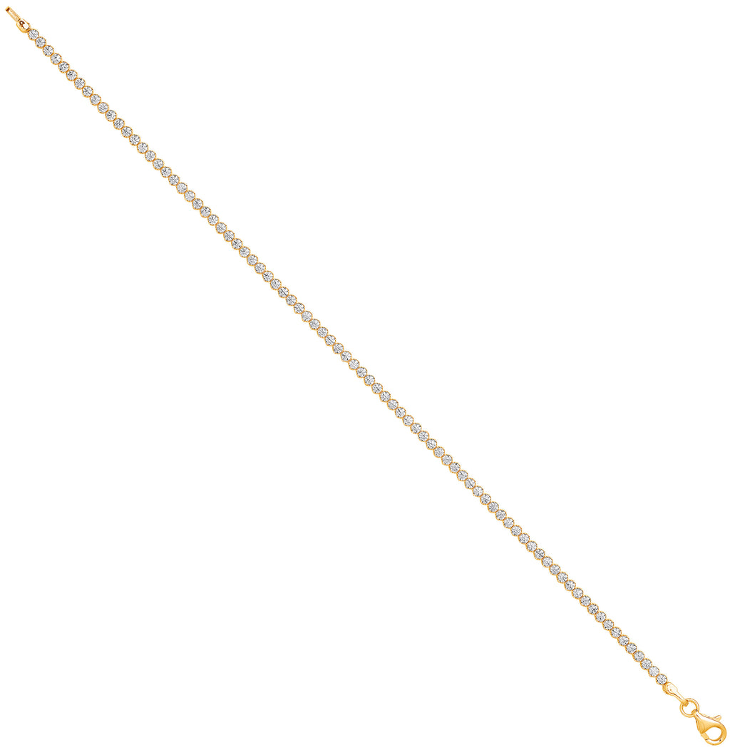 9ct Yellow Gold 2.1mm Round Cubic Zirconia Ladies Tennis Bracelet