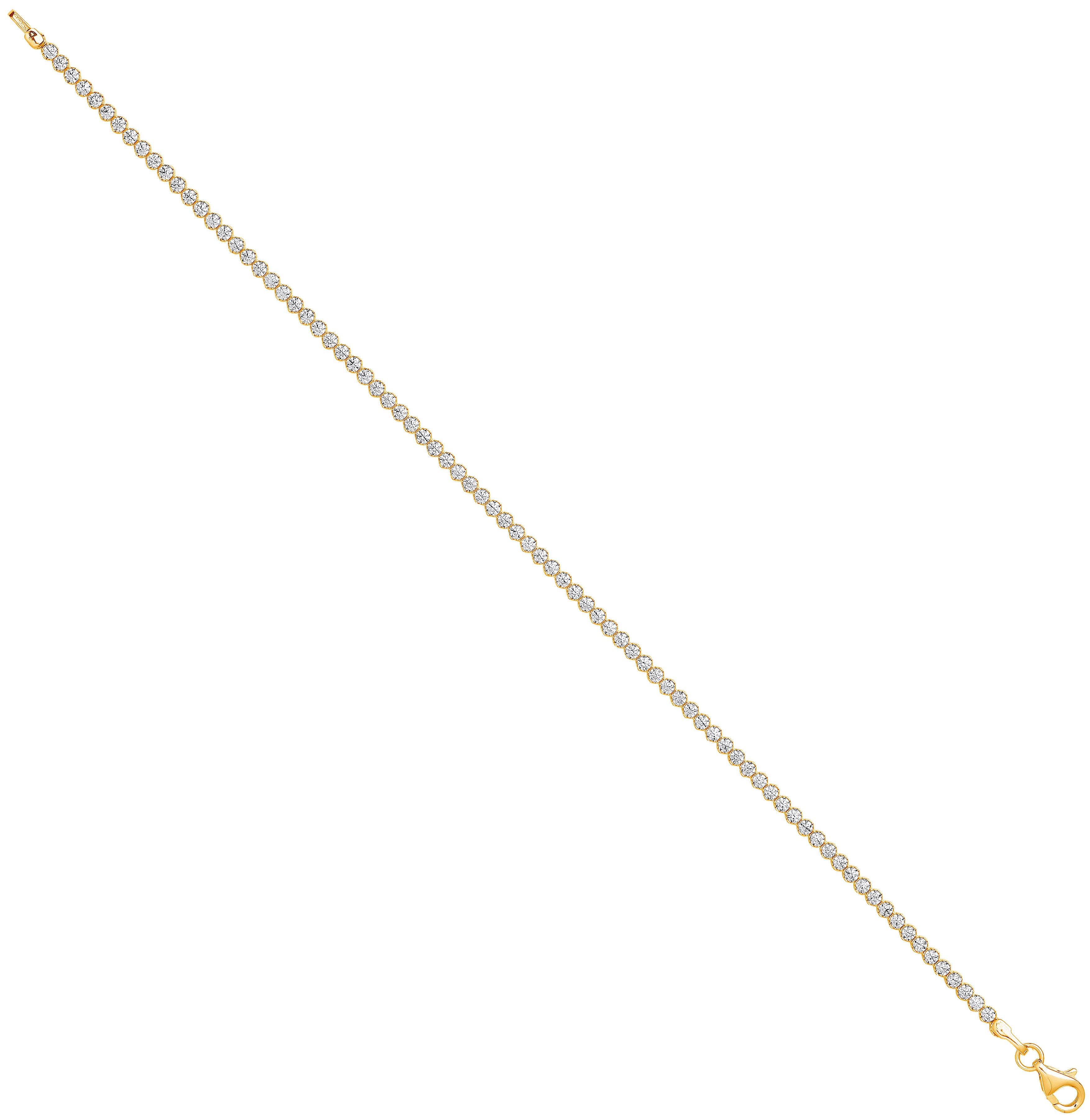 9ct Yellow Gold 2.1mm Round Cubic Zirconia Ladies Tennis Bracelet