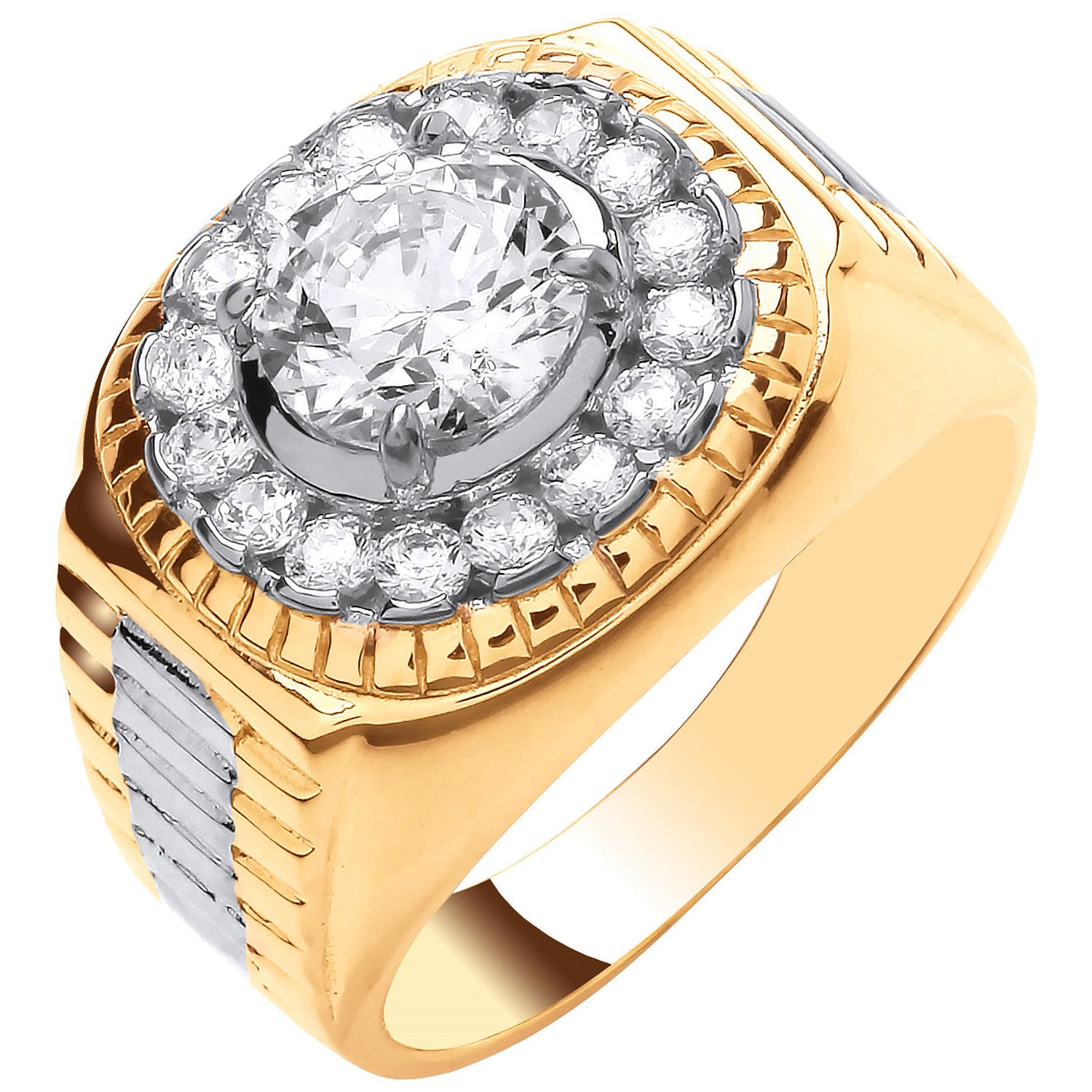 9ct Yellow Gold 8.0mm Cubic Zirconia Fancy Ring