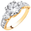 9ct Yellow Gold Graduated Trilogy Ring with Shoulder Cubic Zirconias