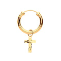 9ct Yellow Gold Sleeper with Cross Charm Men's Single Earring
