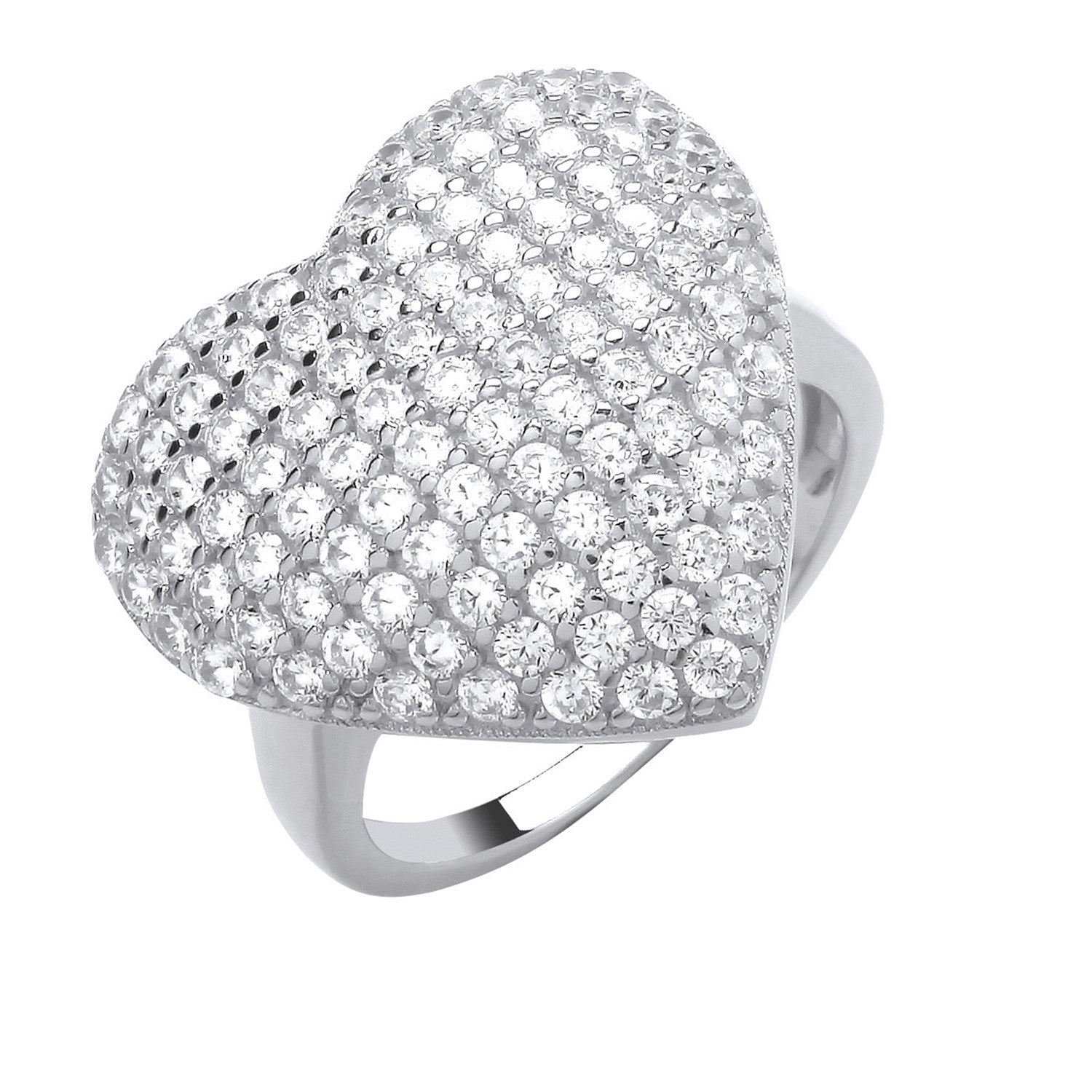 Sterling Silver Large Cubic Zirconia Heart Ring