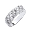 Sterling Silver Baguette & Round Cubic Zirconias Half Eternity Ring