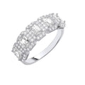 Sterling Silver 5 Emerald Cut Cubic Zirconias Halo Ring