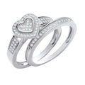Sterling Silver Heart Bridal Set Cubic Zirconia Ring