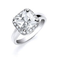 Sterling Silver Asscher Cut with Cubic Zirconia Surrounding Ring