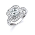 Sterling Silver Round Cut with Cubic Zirconia Surrounding & Shoulders Ring