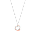 Sterling Silver Rose Gold Plated Cubic Zirconia Hearts Charm Necklace