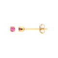 9ct Yellow Gold 2mm Claw Set Pink Crystal Studs