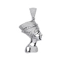 Sterling Silver Large Queen Nefertiti Cubic Zirconia Pendant