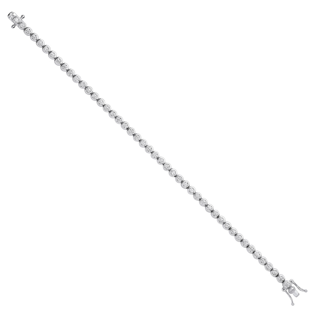 Sterling Silver Rubover Cubic Zirconia Tennis Bracelet