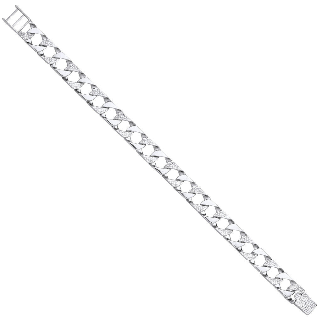 Sterling Silver 10mm Plain & Patterned Cast Bracelet