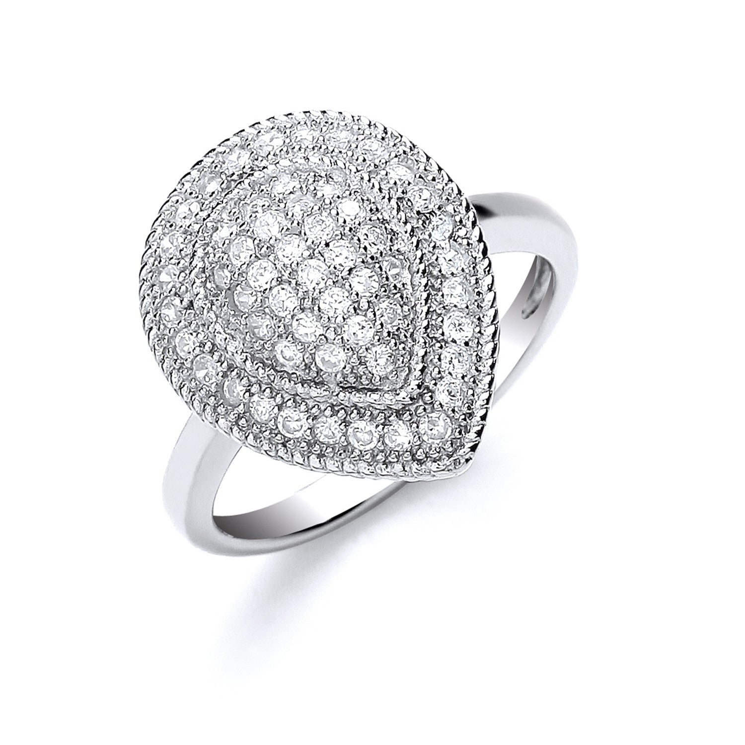 Sterling Silver Cluster Teardrop Shape Cubic Zirconia's Ring