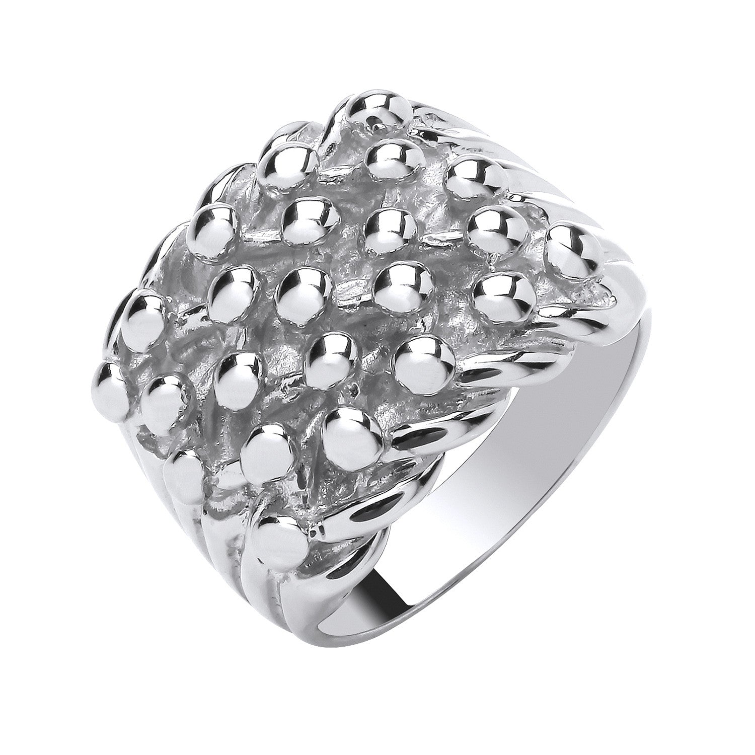 Sterling Silver 5 Row Keeper, Woven Back Ring