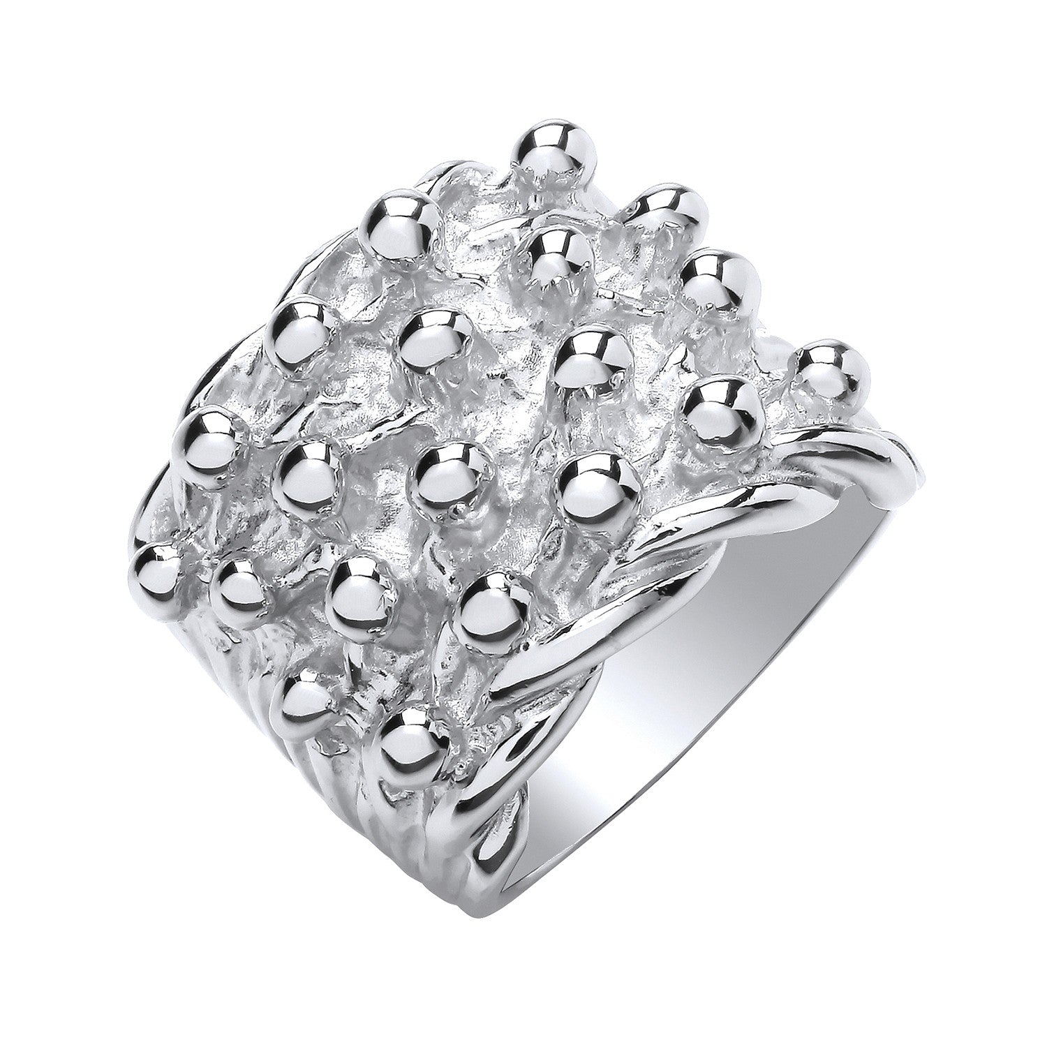Sterling Silver 4 Row Keeper, Woven Back Large Ring