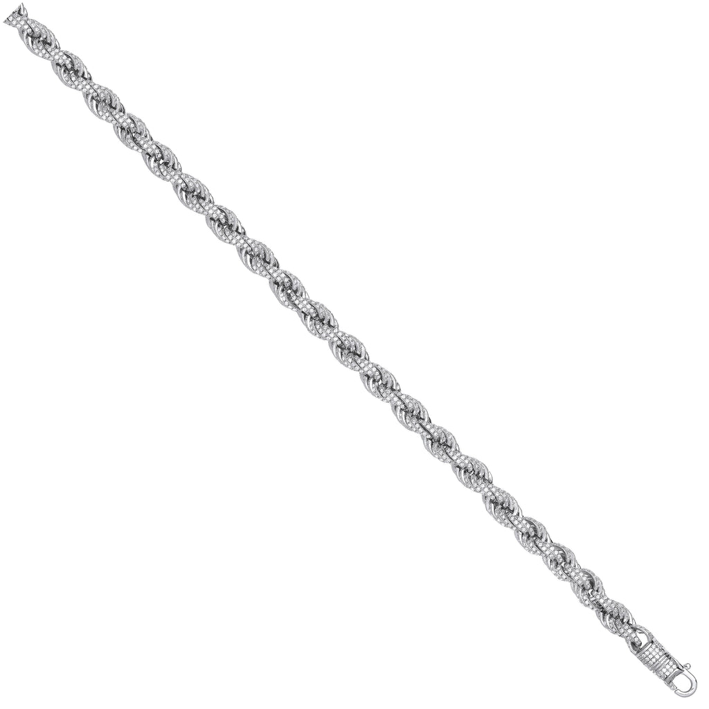 Sterling Silver 7mm Cubic Zirconia Set Rope Chain