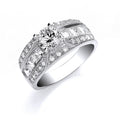 Sterling Silver Round with Princess & Round Cubic Zirconia on Shoulder Ring