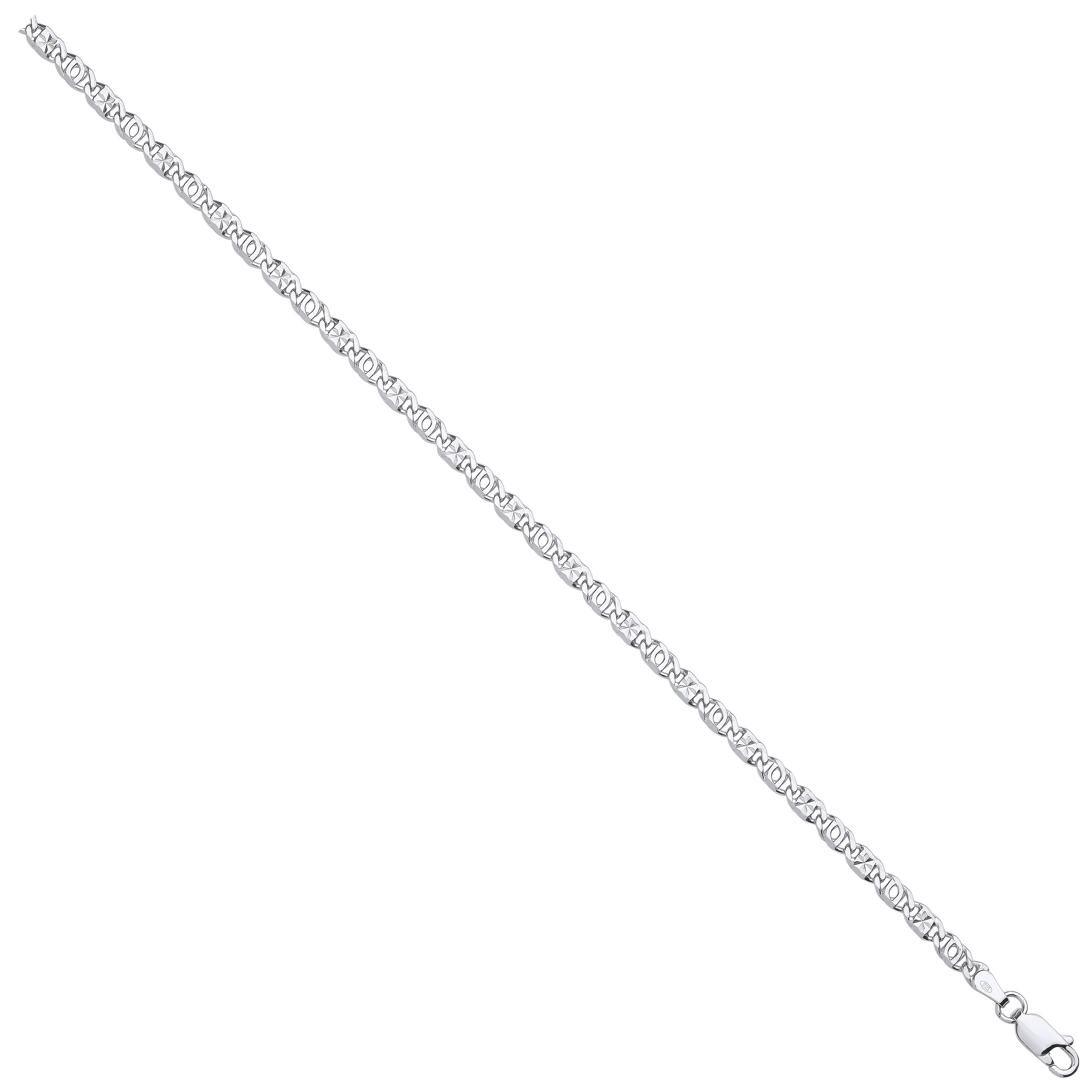 Sterling Silver 3.7mm Anchor Chain with Star Stamp