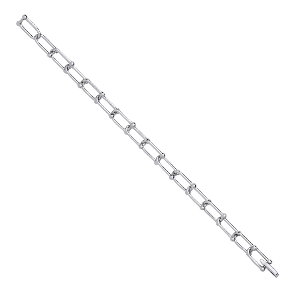 Sterling Silver Bike Lock Link Ladies Bracelet