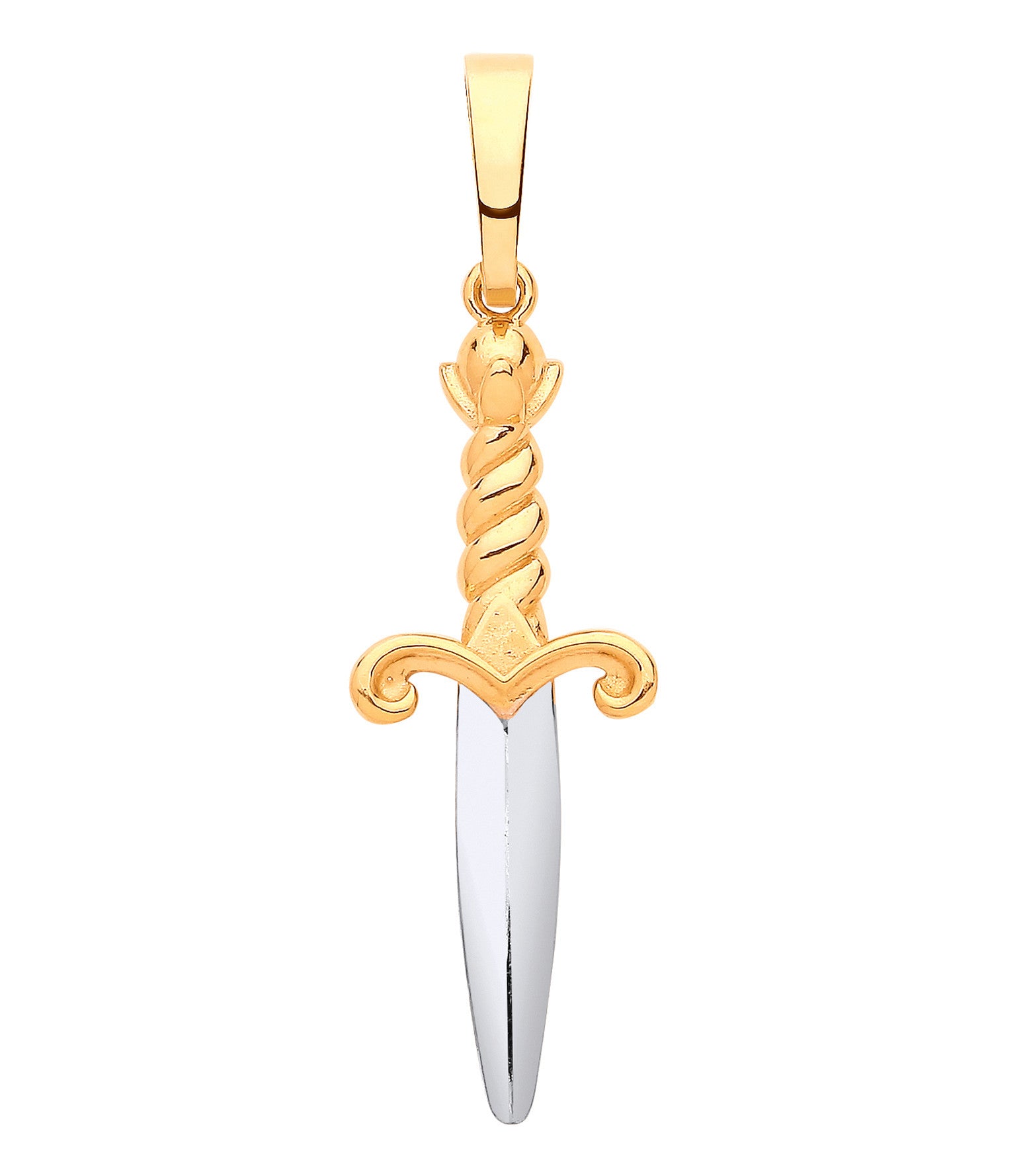 9ct Yellow White Gold Dagger Sword Pendant