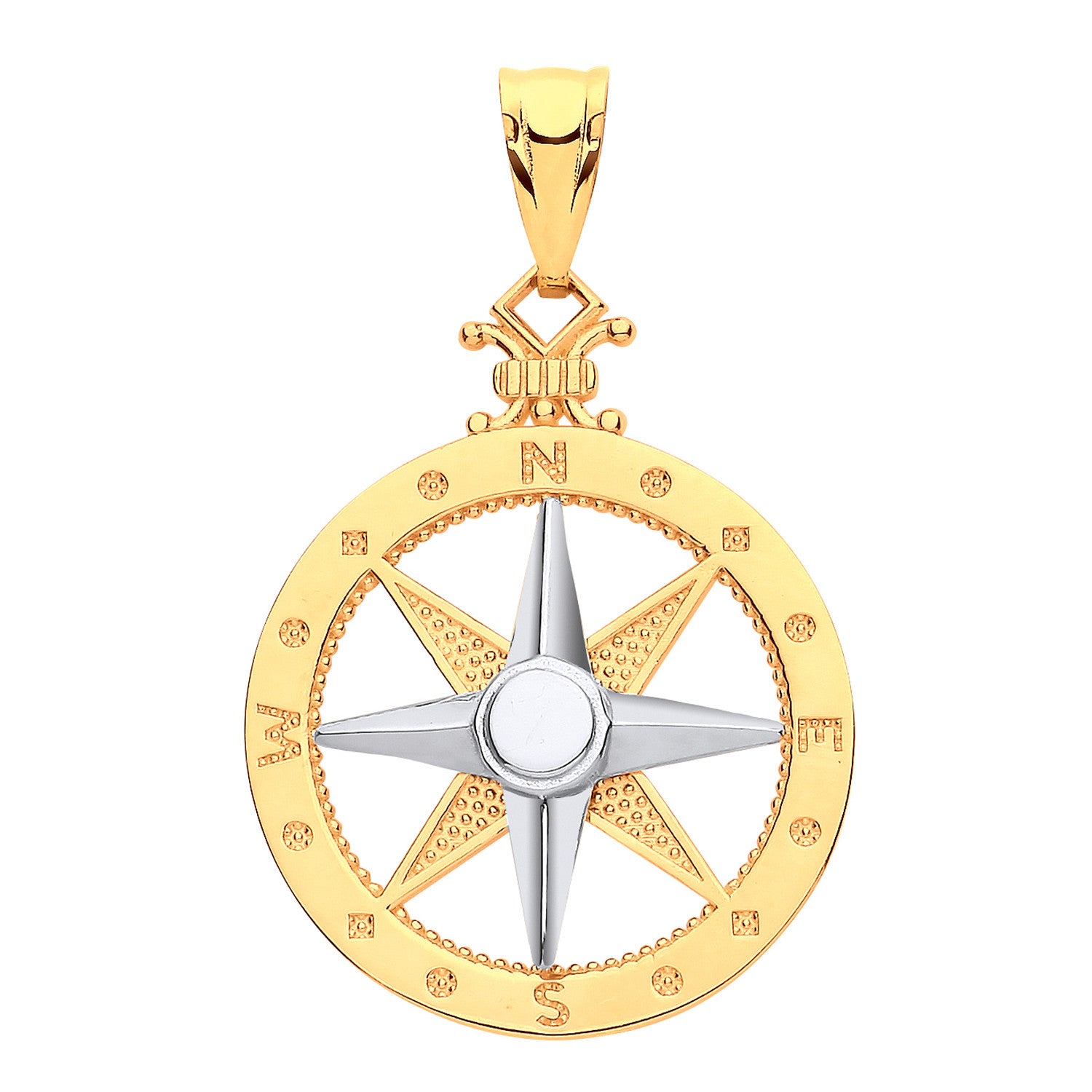 9ct Yellow White Gold Compass Pendant