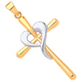 9ct Yellow White Gold Cross Heart Pendant