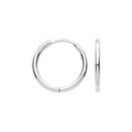 9ct White Gold 14mm Plain Hinged Huggies