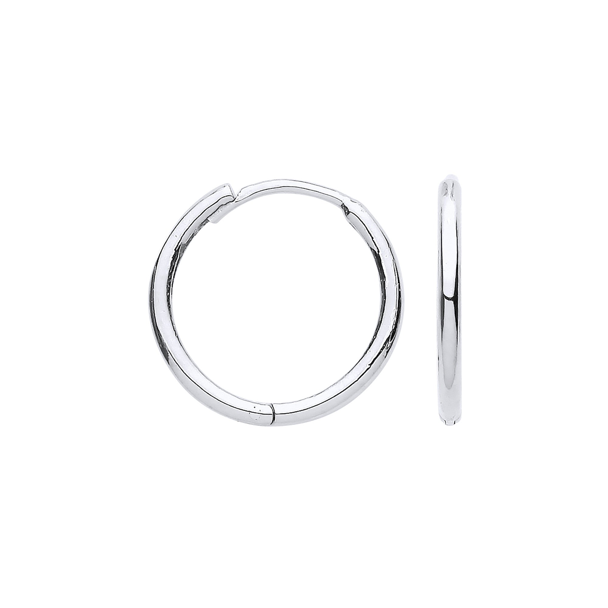 9ct White Gold 14mm Plain Hinged Huggies