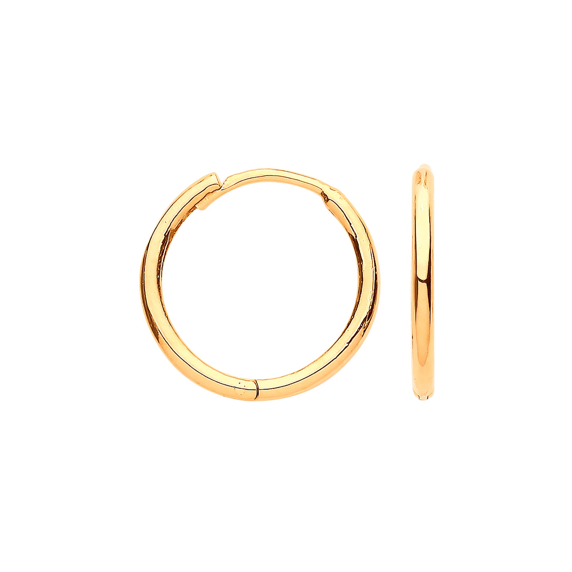 9ct Yellow Gold 14mm Plain Hinged Huggies