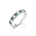 Emerald Green & Clear Cubic Zirconia Half Eternity Sterling Silver Ring