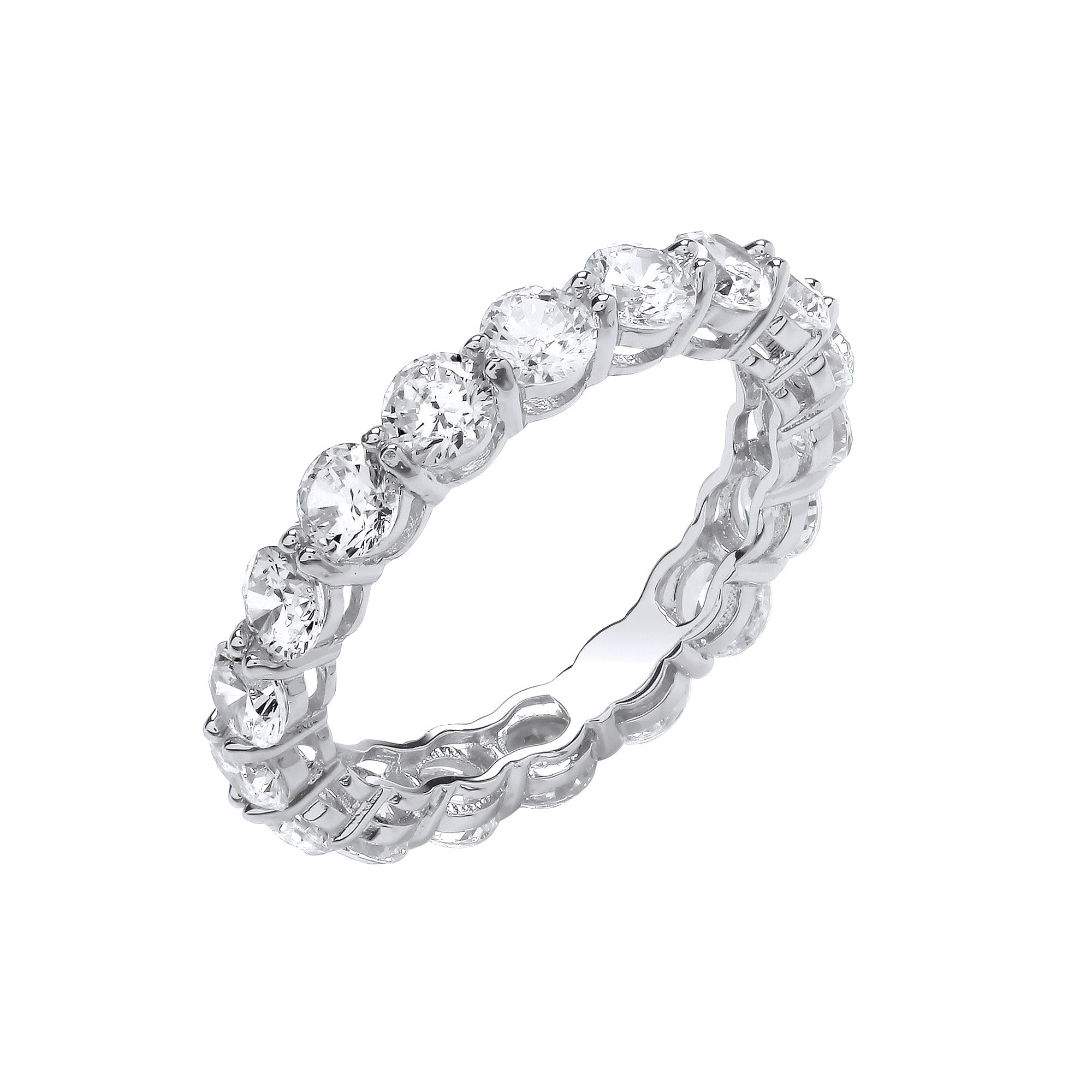 Sterling Silver Full Eternity Cubic Zirconia Ring
