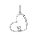 Sterling Silver Single Cubic Zirconia Heart Drop Pendant