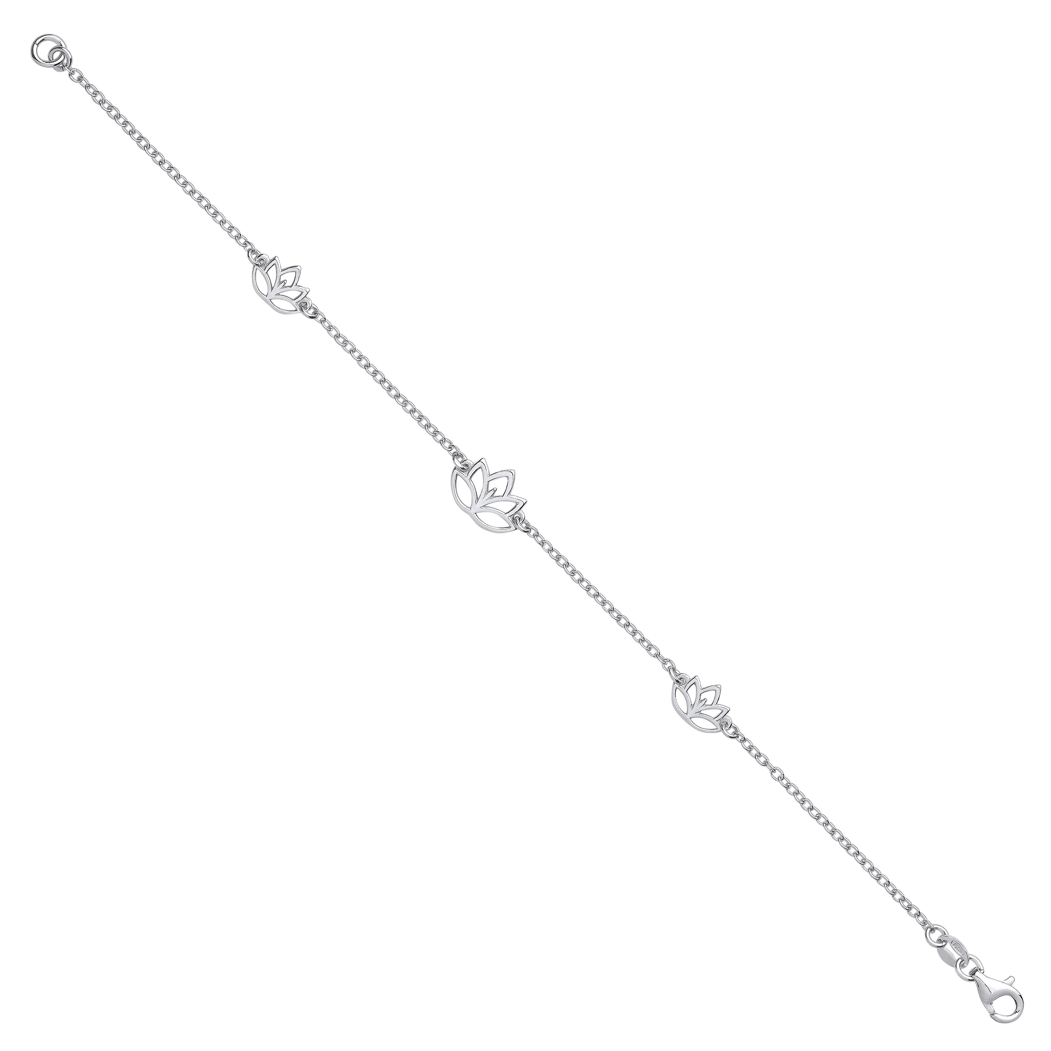 Sterling Silver Lotus Flowers Ladies Bracelet