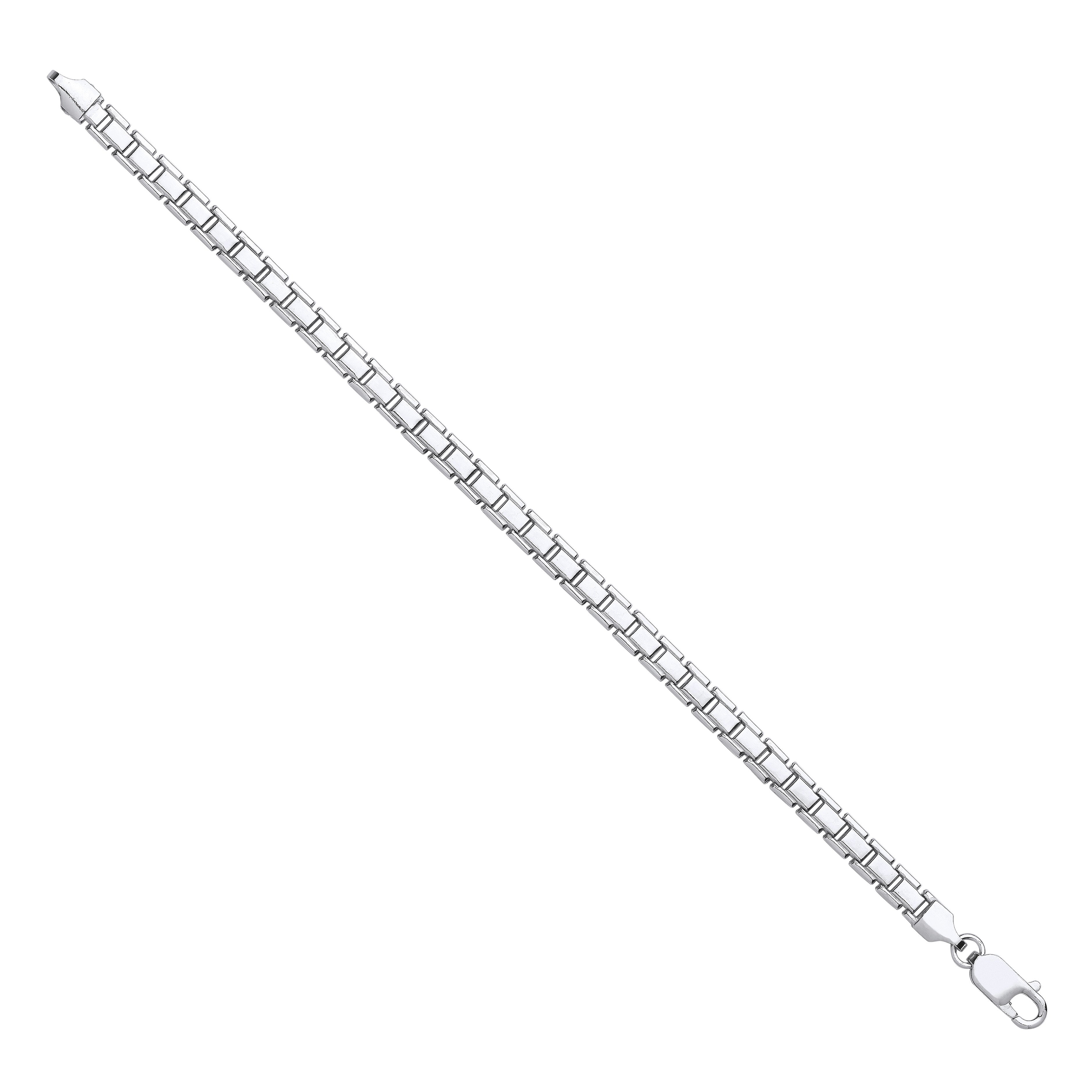 Sterling Silver 5.2mm Flat Box Link Chain Bracelet