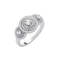 Sterling Silver Trilogy Halo Cubic Zirconia Ring