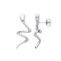 Sterling Silver Snake Cubic Zirconia Drop Earrings