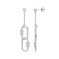 Sterling Silver Paper Clip Cubic Zirconia Drop Earrings