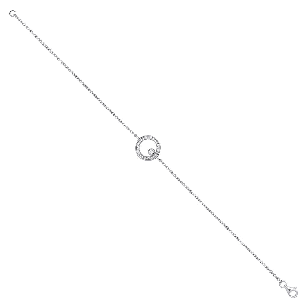 Sterling Silver Circle of Life Cubic Zirconia Ladies Bracelet