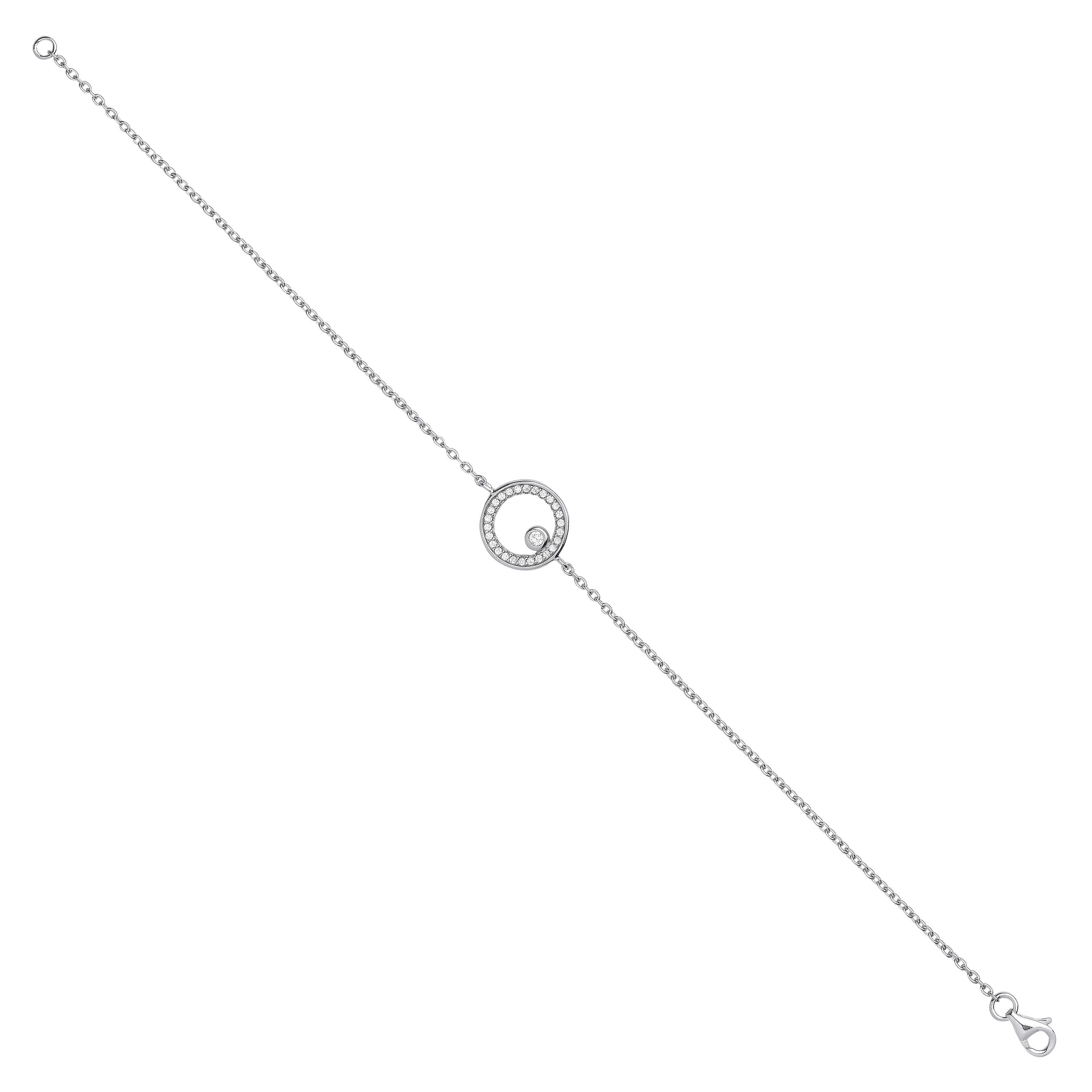 Sterling Silver Circle of Life Cubic Zirconia Ladies Bracelet