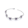 Amethyst & Clear Cubic Zirconias Halo Style Ladies Sterling Silver Bracelet