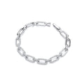 Rectangle Link Ladies Sterling Silver Cubic Zirconia Bracelet