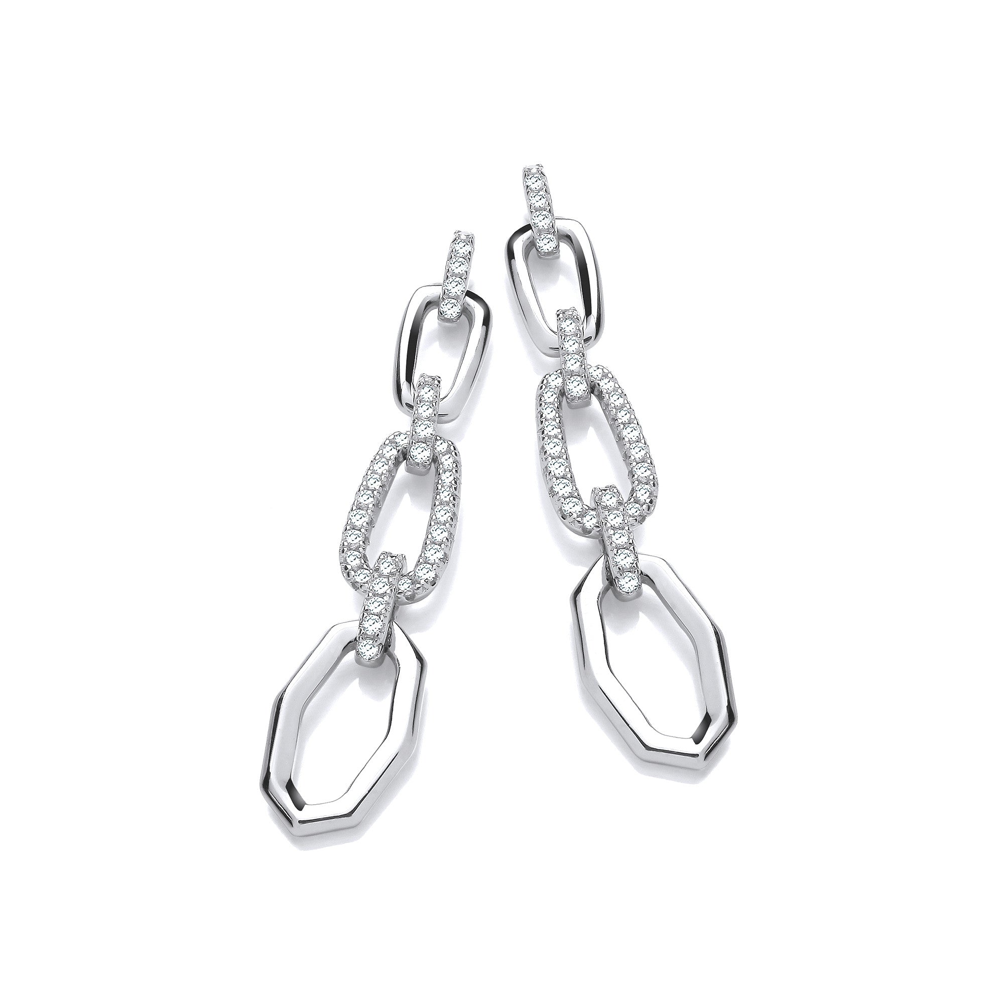 Hollow Links Cubic Zirconia Drop Earrings