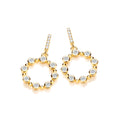Yellow Gold Plated Sterling Silver Rubover Cubic Zirconias Circle Drop Earrings