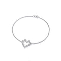 Sterling Silver Heart Rubover Cubic Zirconias Ladies Bracelet