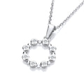 Sterling Silver Rubover Cubic Zirconias Circle Pendant with Chain