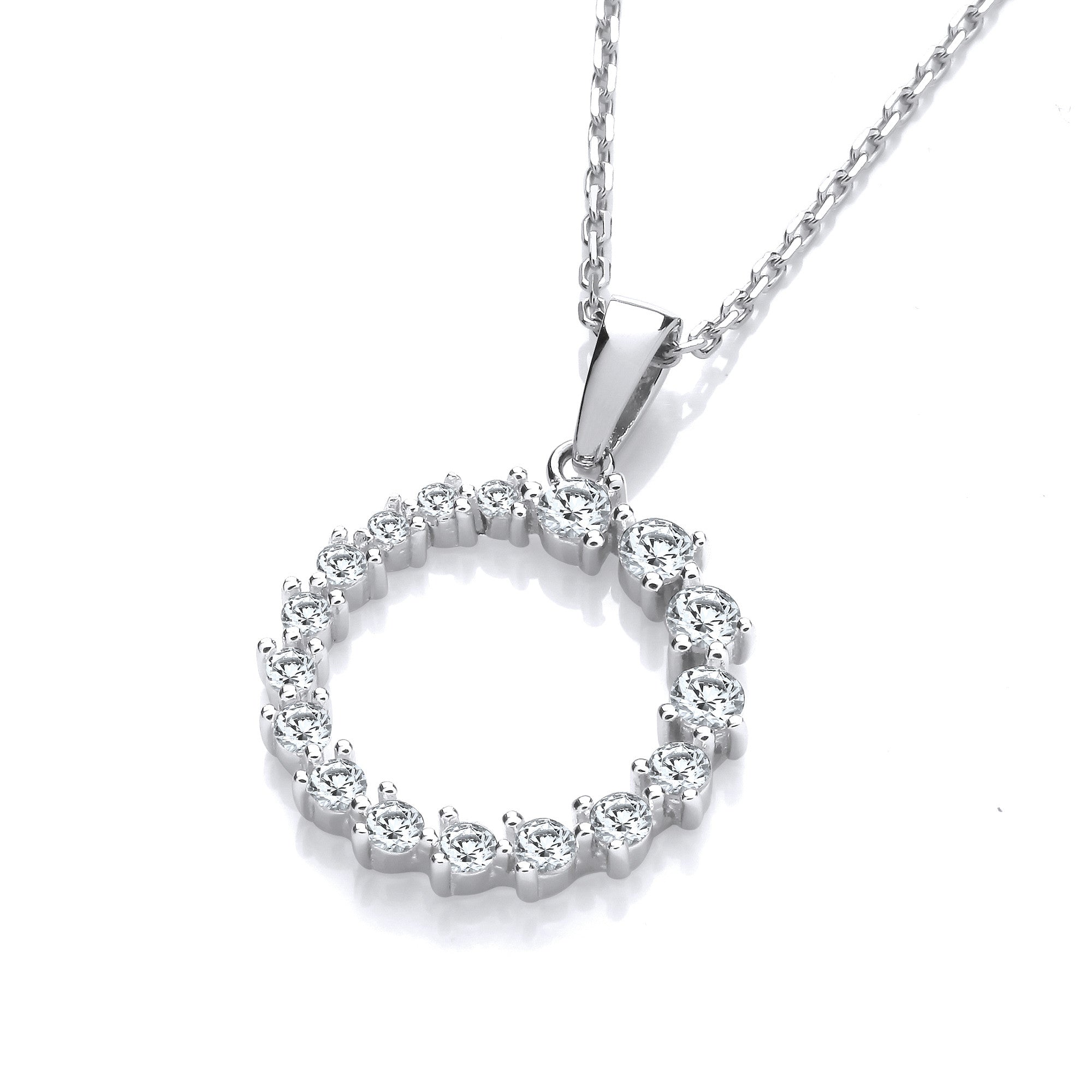 Graduated Cubic Zirconias Circle of Life Pendant with Chain